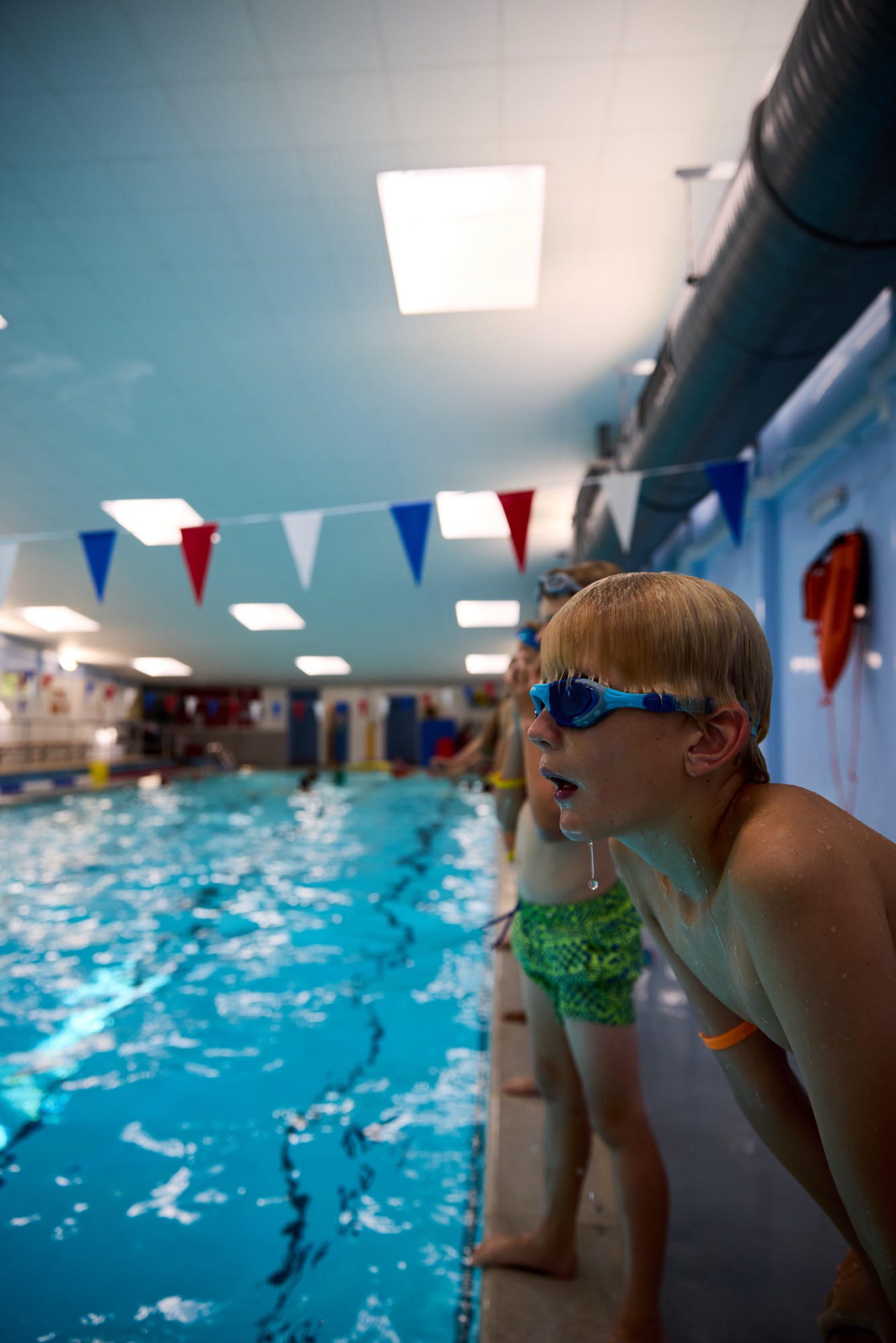 Child ready to jump into the pool