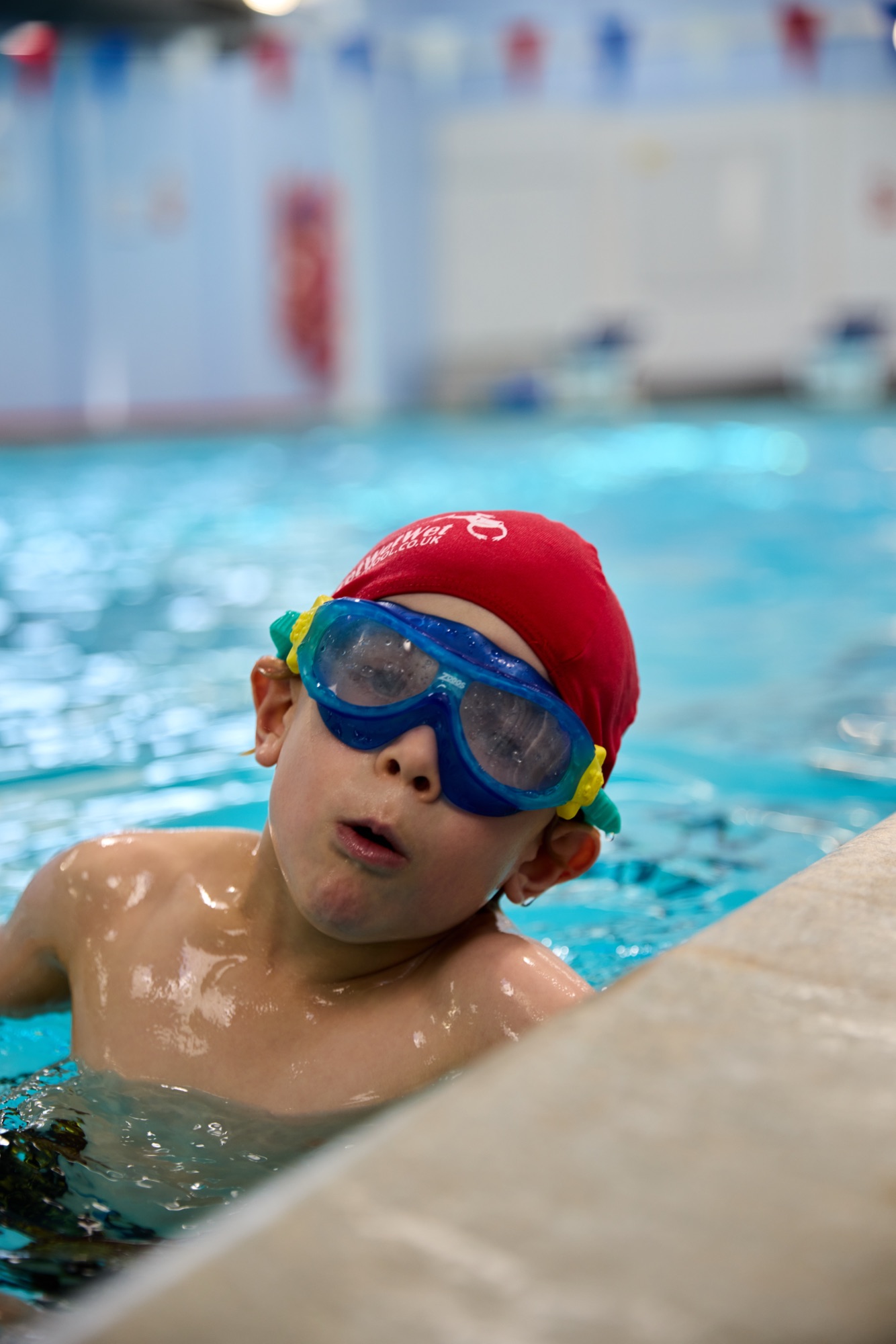 Boy at pool edge